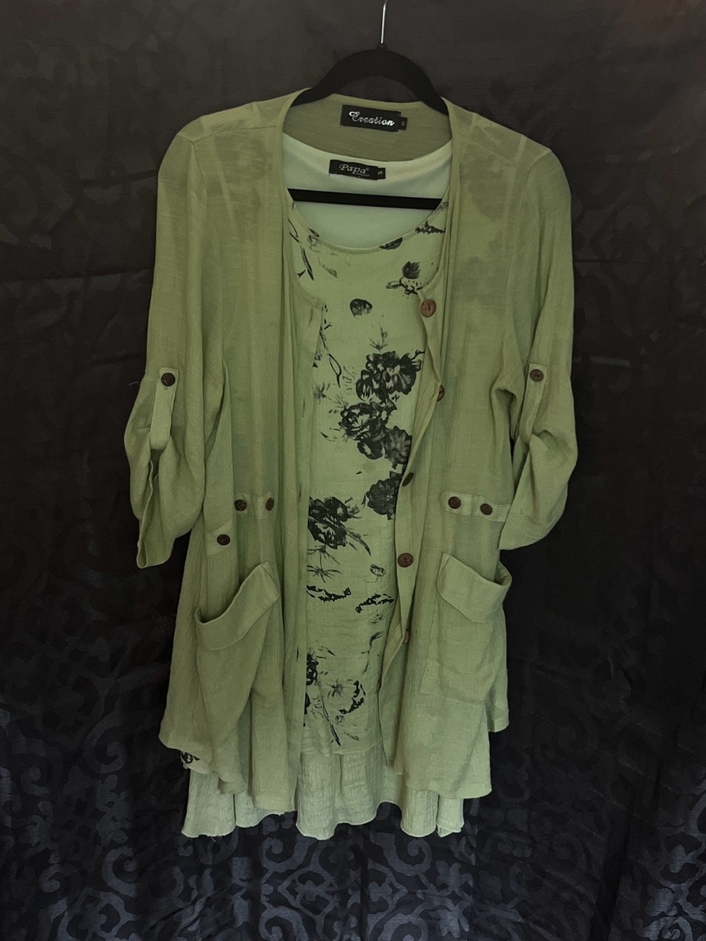 Eruption Sage Green Midi Dress with Jacket